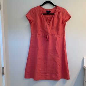 Boden Coral Cap Sleeve Linen Dress